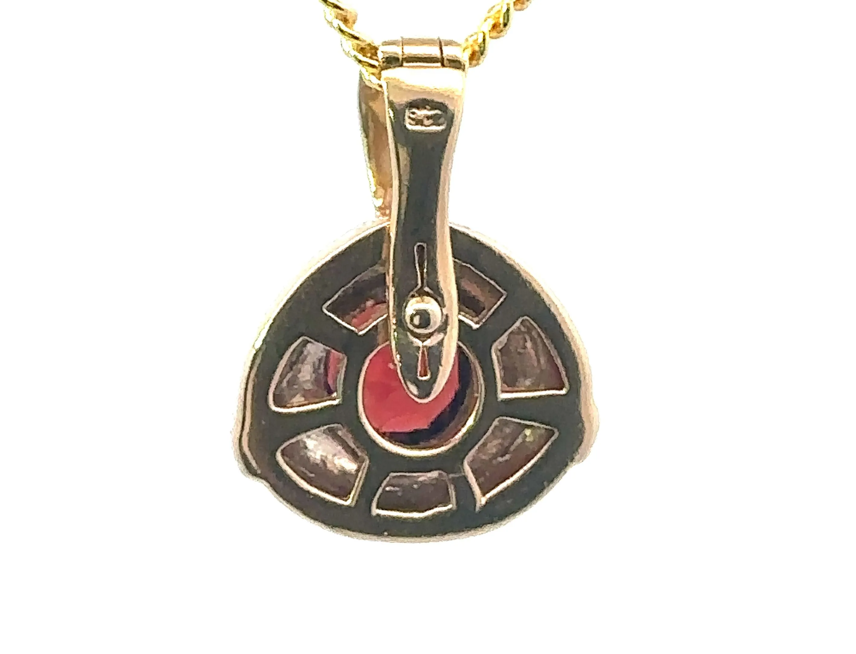 9ct Yellow Gold 9 stone Garnet & Diamond Pendant