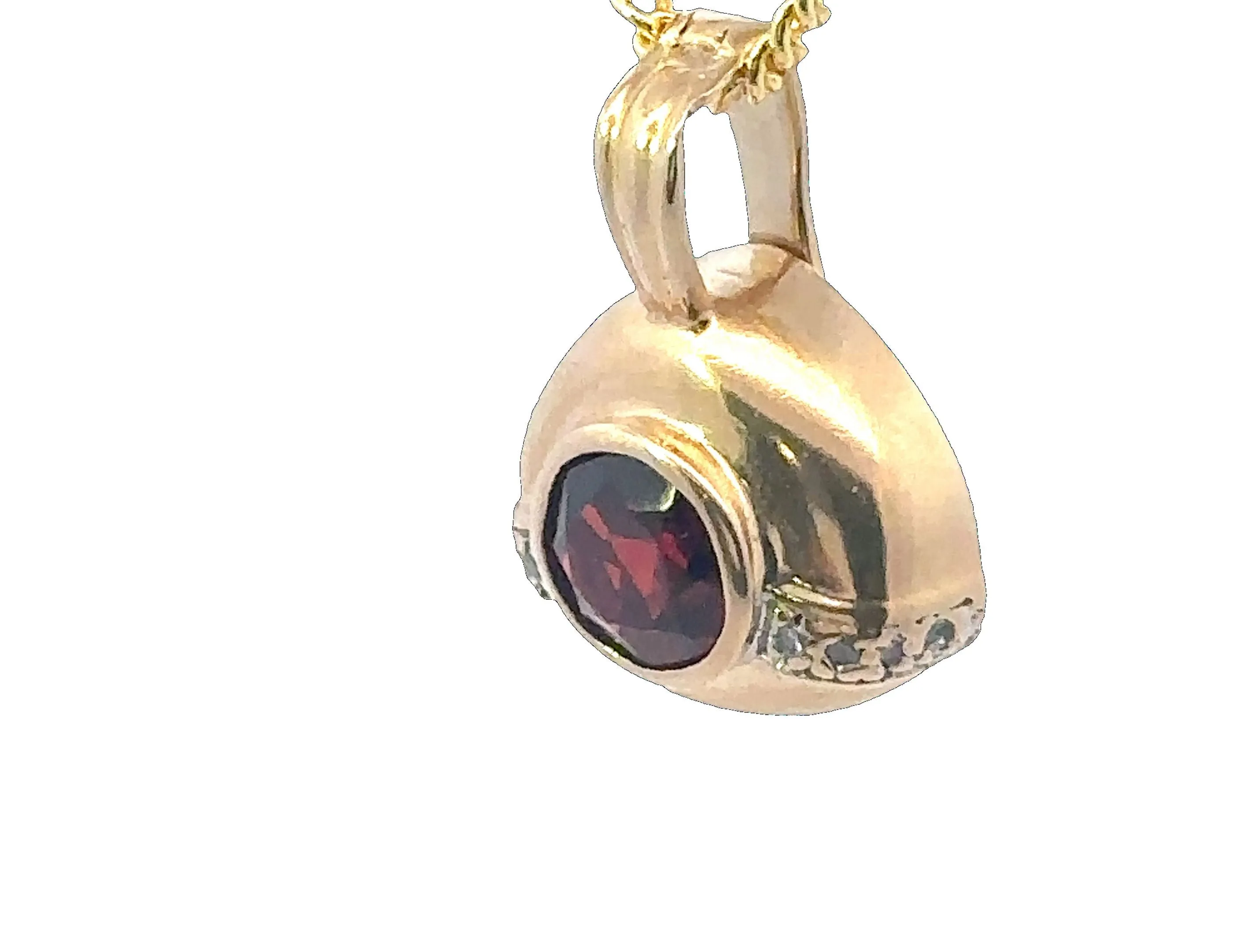 9ct Yellow Gold 9 stone Garnet & Diamond Pendant