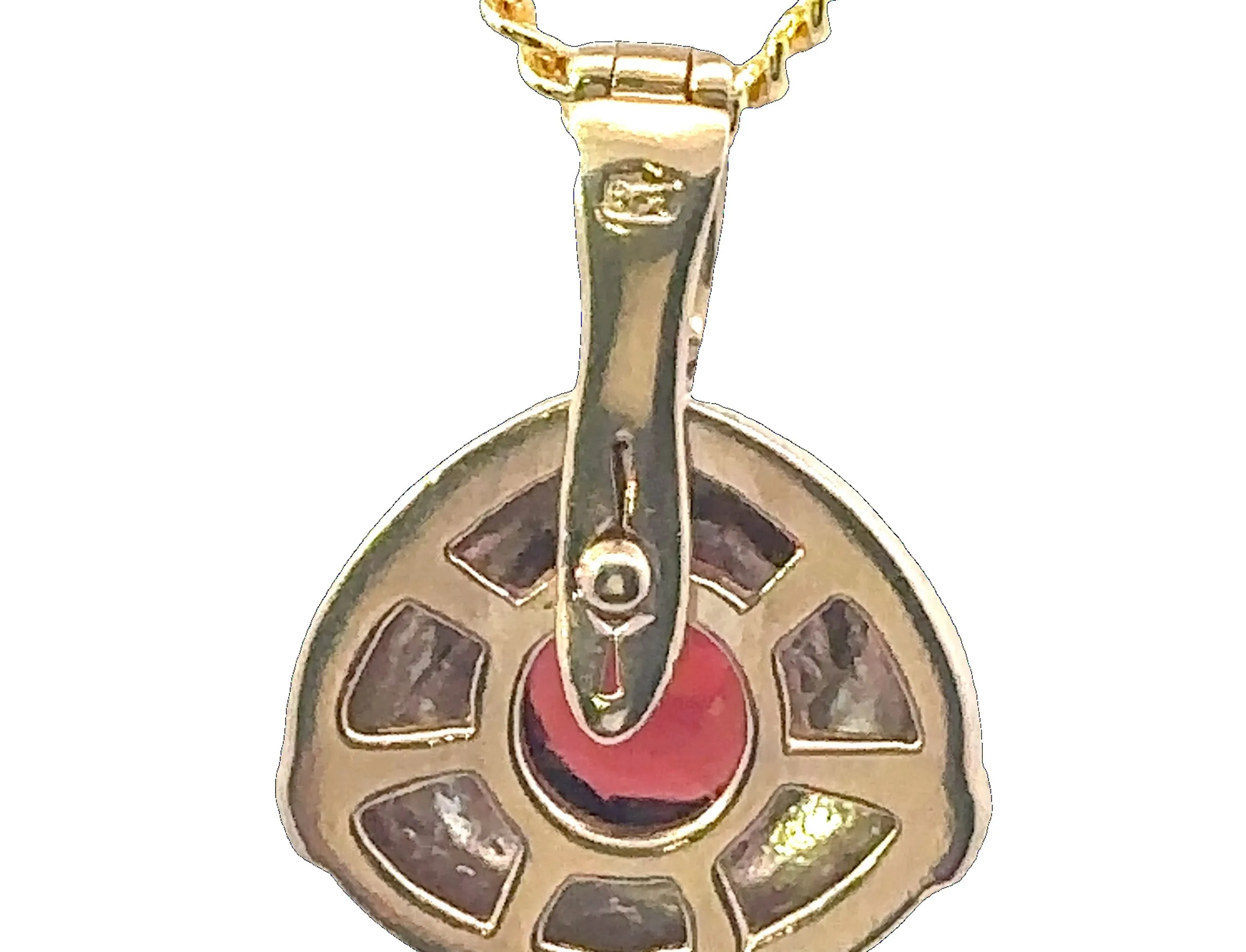 9ct Yellow Gold 9 stone Garnet & Diamond Pendant