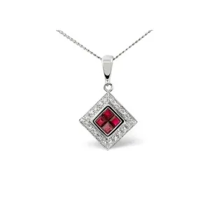 Acotis Diamonds 9K White Gold 0.08ct Diamond 0.46ct Ruby Pendant E2278