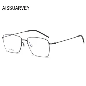 Aissuarvey Men's Full Rim Square Titanium Eyeglasses 564217