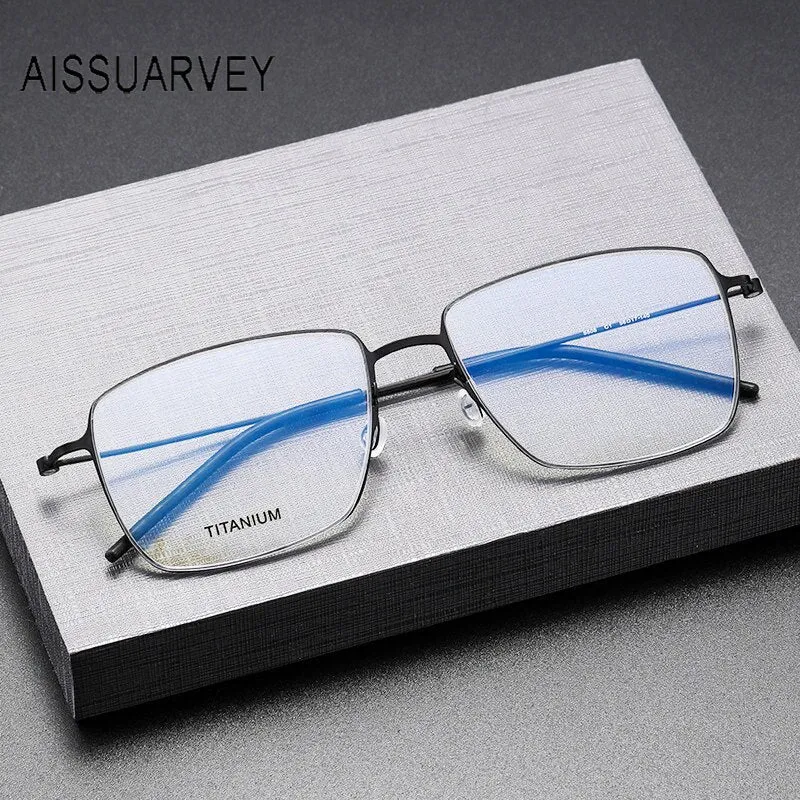 Aissuarvey Men's Full Rim Square Titanium Eyeglasses 564217