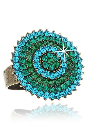 ALBA Green Round Crystal Ring