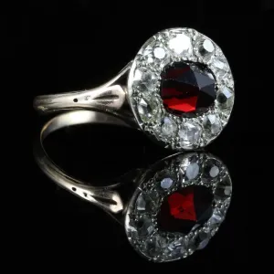 Antique Georgian Garnet Diamond Ring 18Th Century