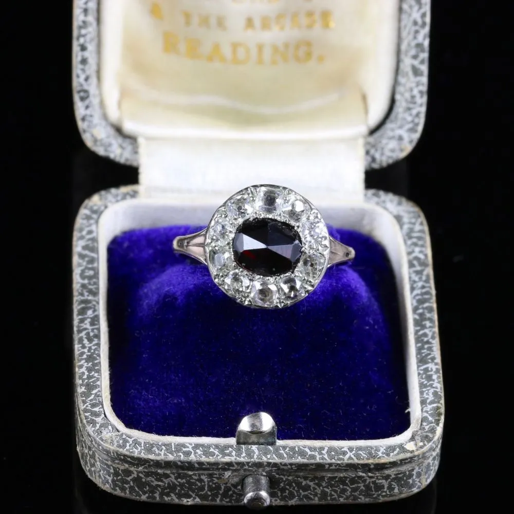 Antique Georgian Garnet Diamond Ring 18Th Century