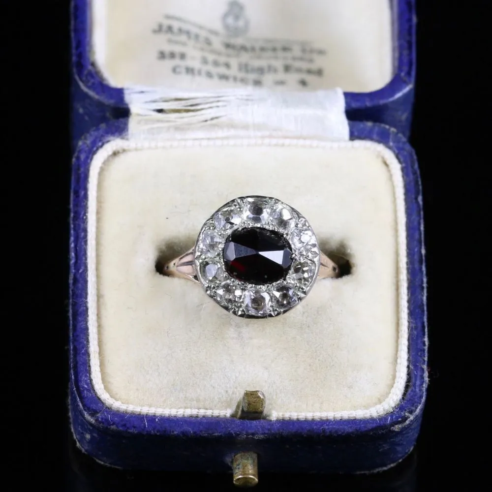 Antique Georgian Garnet Diamond Ring 18Th Century