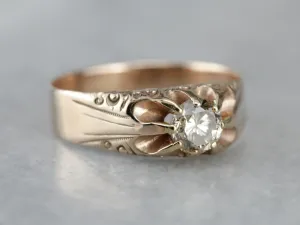 Antique Men's Diamond Solitaire Victorian Ring