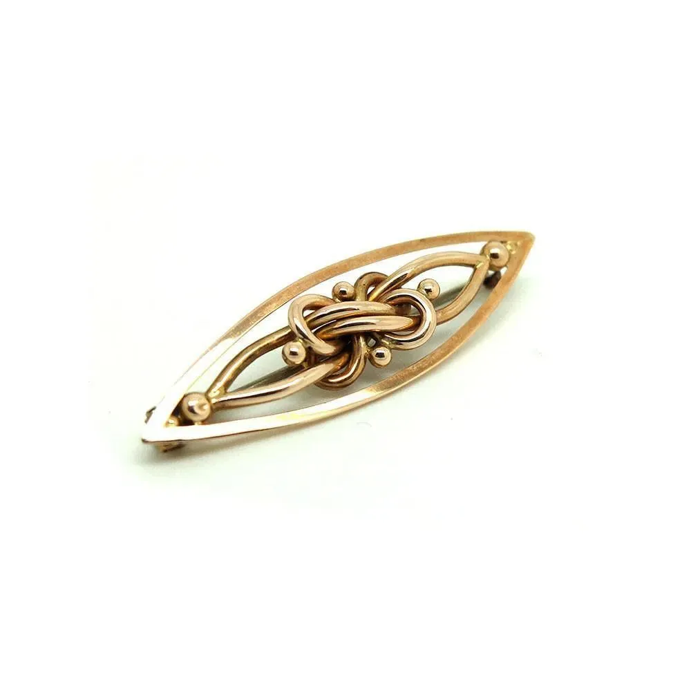 Antique Victorian 9ct Rose Gold Knotted Marquise Brooch