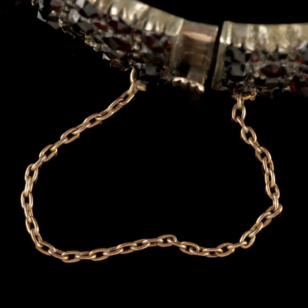 Antique Victorian Bohemian Garnet Gold Bangle Circa 1900