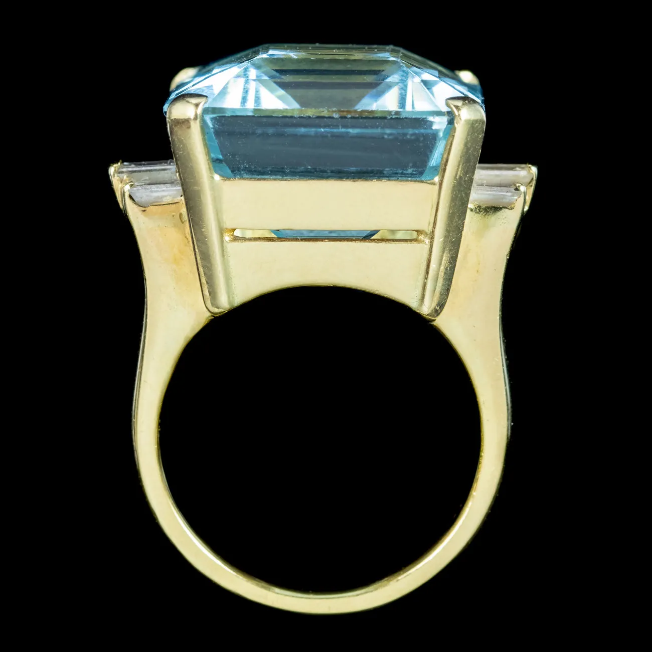 Art Deco Style Aquamarine Diamond Cocktail Ring 28ct Aqua