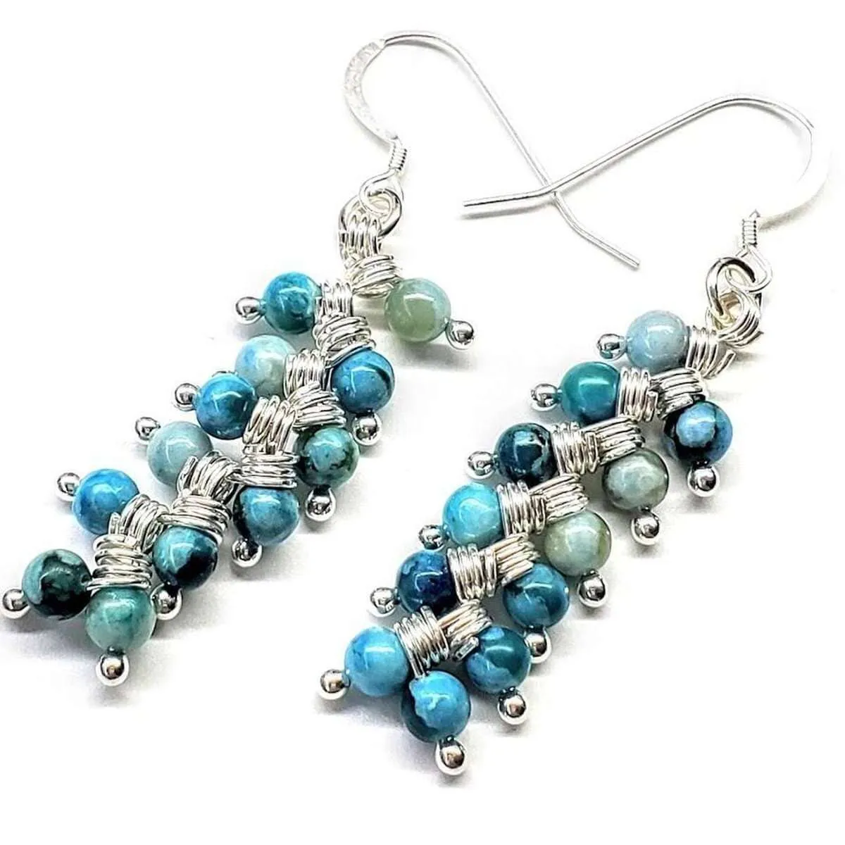 As Seen On TV Jane The Virgin Sterling Silver Turquoise Wire Wrapped Earrings