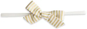 Baby Bling Gold Stripe Cotton Print Skinny Bow Headband