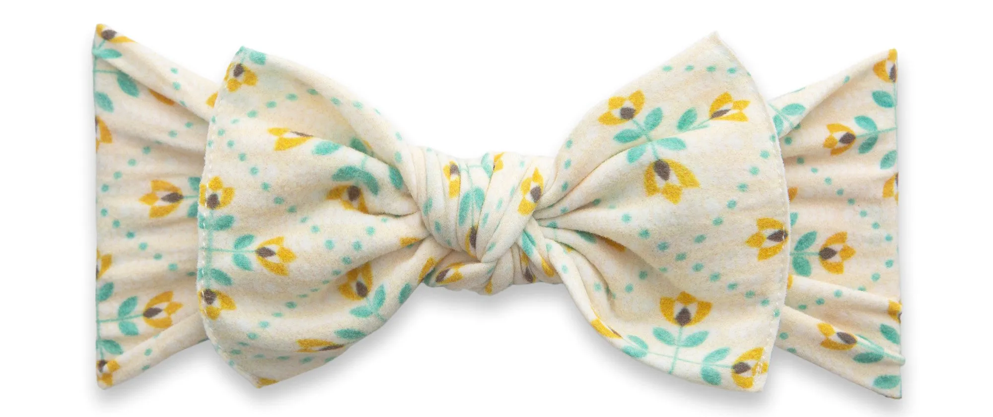 Baby Bling Yellow Tulips Printed Knot Headband