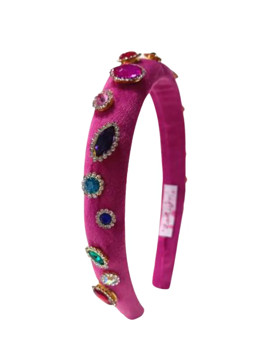 Bari Lynn Thin Padded Jewel Headband - Fuchsia