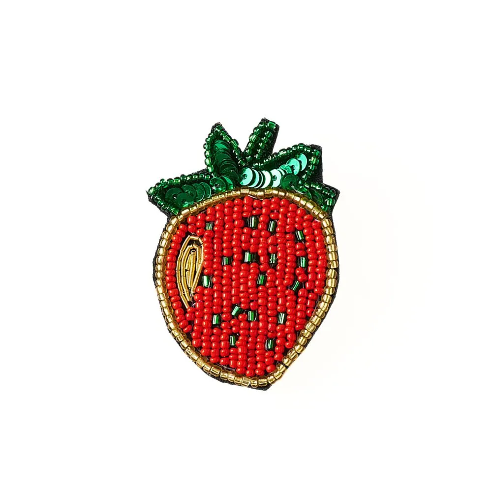 Beaded Brooch Pin - Strawberry