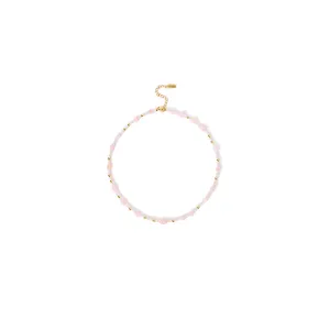 Beaded Gem Necklace - Pink Opal