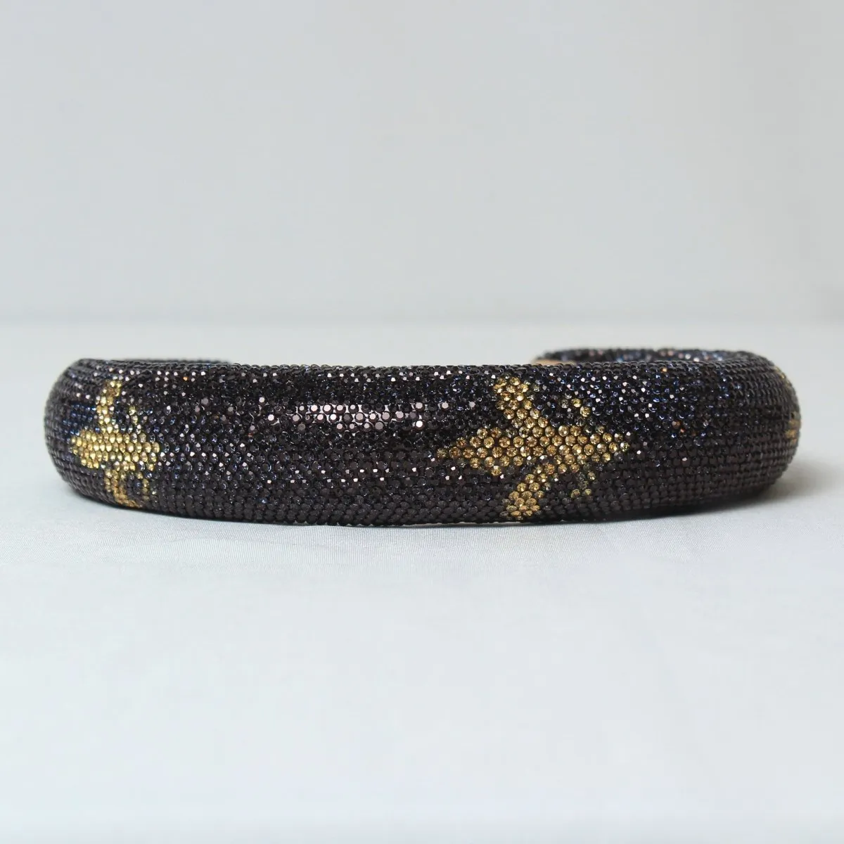 Black and Gold Fleur-de-Lis Embellished Headband