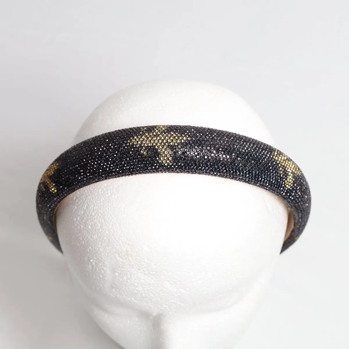 Black and Gold Fleur-de-Lis Embellished Headband