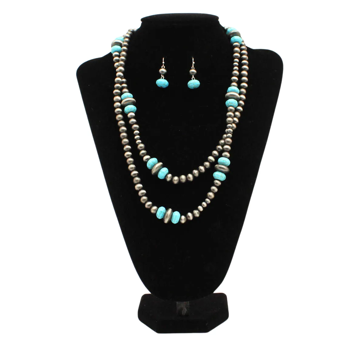 Blazin Roxx Silver & Turquoise Beaded Jewelry Set