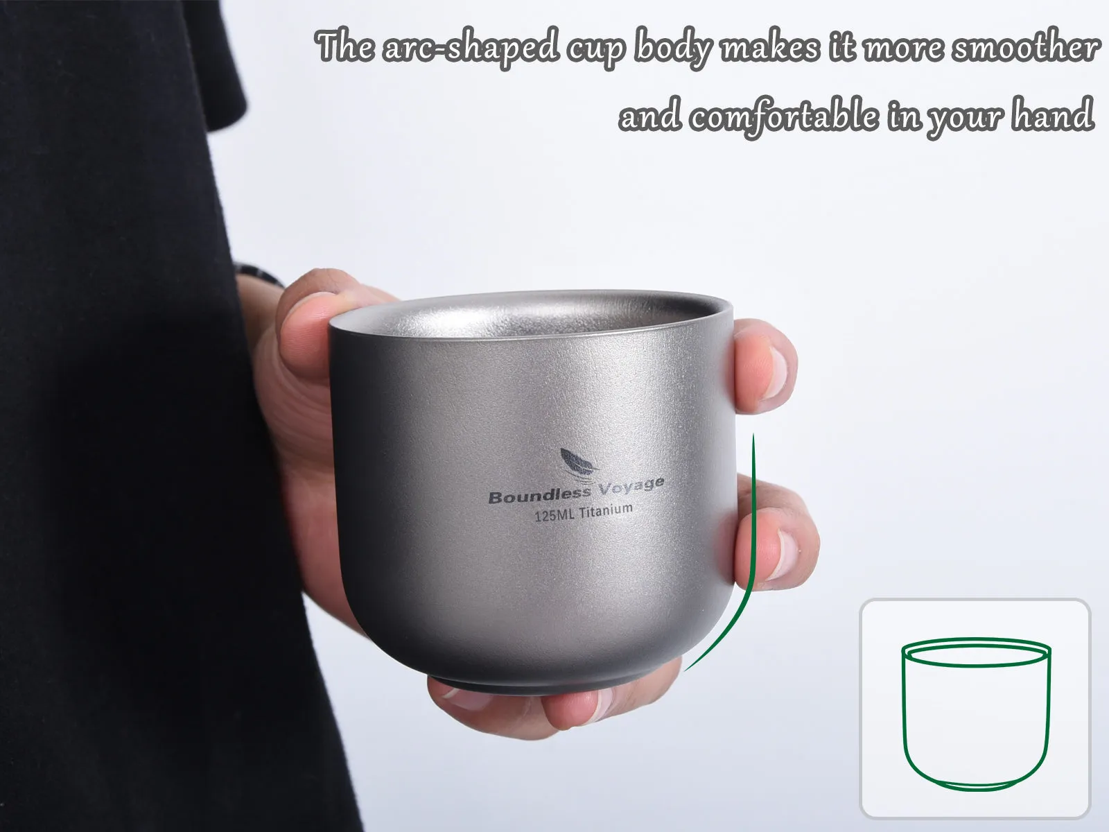 Boundless Voyage Titanium 125ml Double-Layer Cup Outdoor Camping Anti-scalding Mug Drinkware Tableware