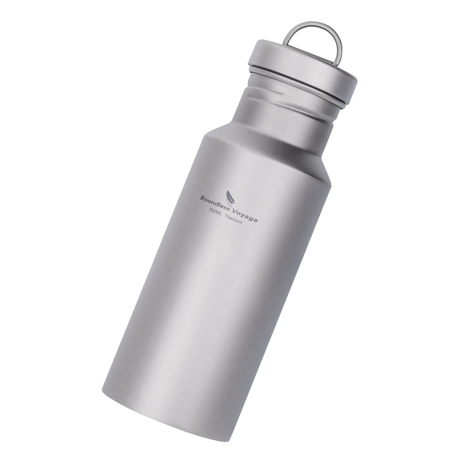 Boundless Voyage Titanium Water Bottle 550ml with Lid Wide Mouth Leak-Proof Reusable Sport Drinking Bottle for Camping Hiking Tea Coffee