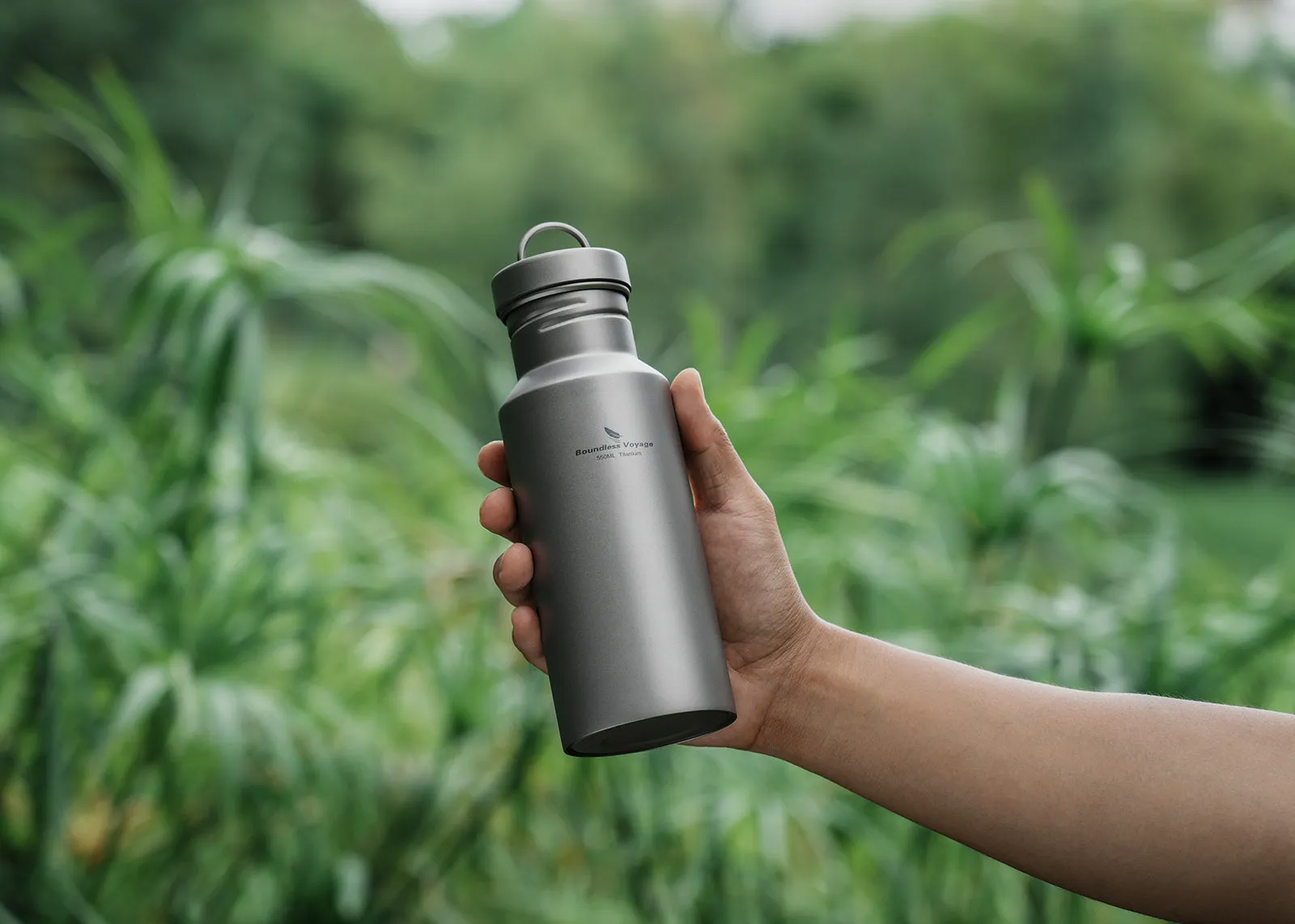 Boundless Voyage Titanium Water Bottle 550ml with Lid Wide Mouth Leak-Proof Reusable Sport Drinking Bottle for Camping Hiking Tea Coffee