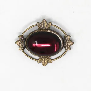 Brooch / Pin, Oval Shaped Brooch, Amethyst Glass Cabochon Jelly, Victorian Style, Vintage