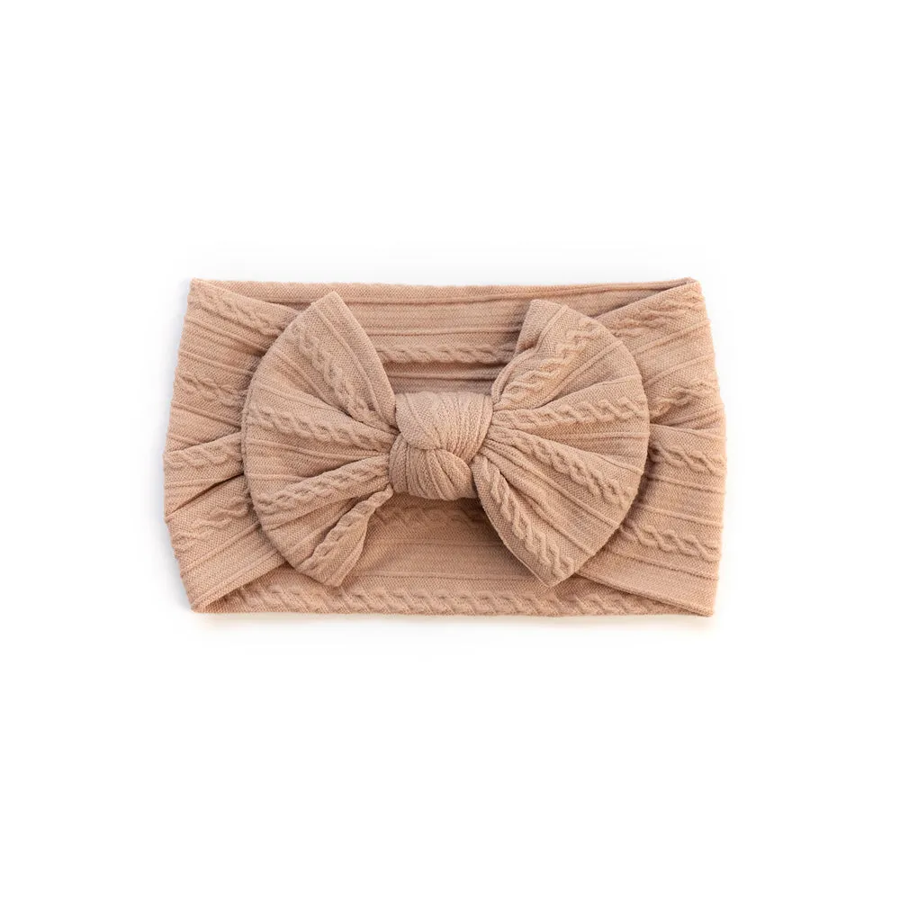 Cable Bow Headband - Dusty Peach