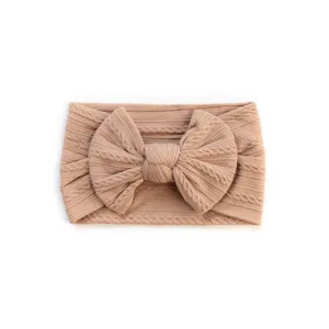 Cable Bow Headband - Dusty Peach