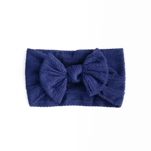 Cable Bow Headband - Navy