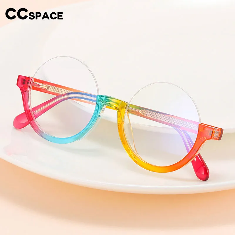 CCspace Unisex Semi Rim Round Tr 90 Titanium Eyeglasses 55611