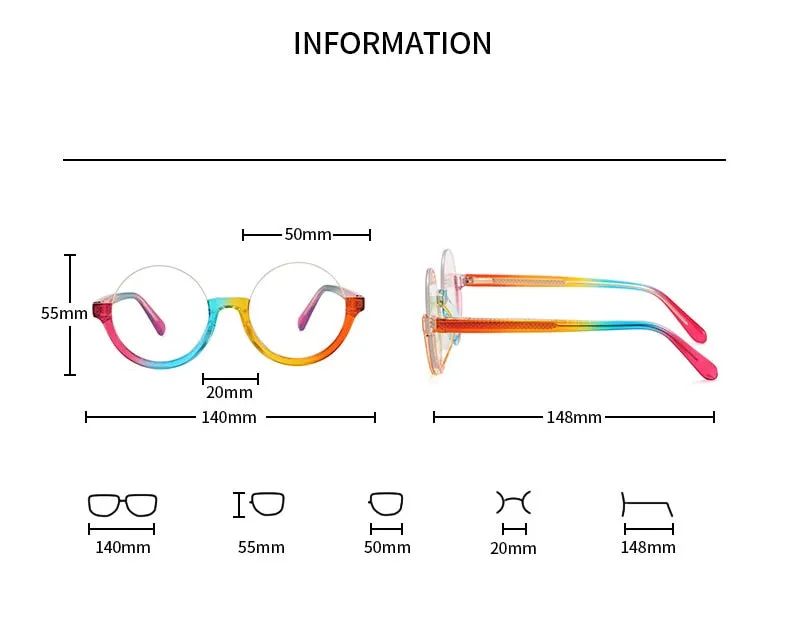 CCspace Unisex Semi Rim Round Tr 90 Titanium Eyeglasses 55611