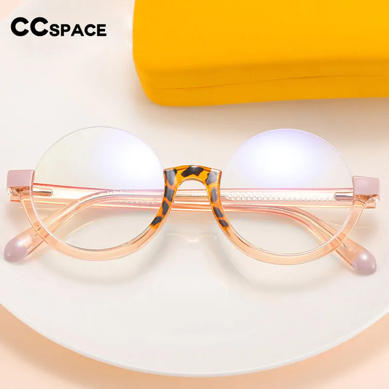 CCspace Unisex Semi Rim Round Tr 90 Titanium Eyeglasses 55611