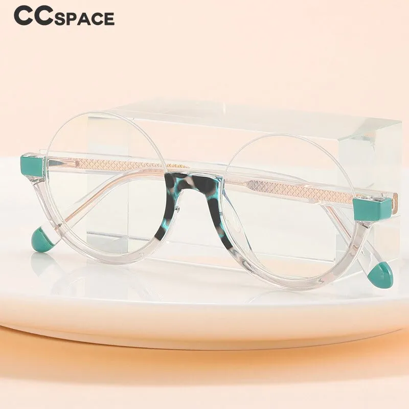 CCspace Unisex Semi Rim Round Tr 90 Titanium Eyeglasses 55611