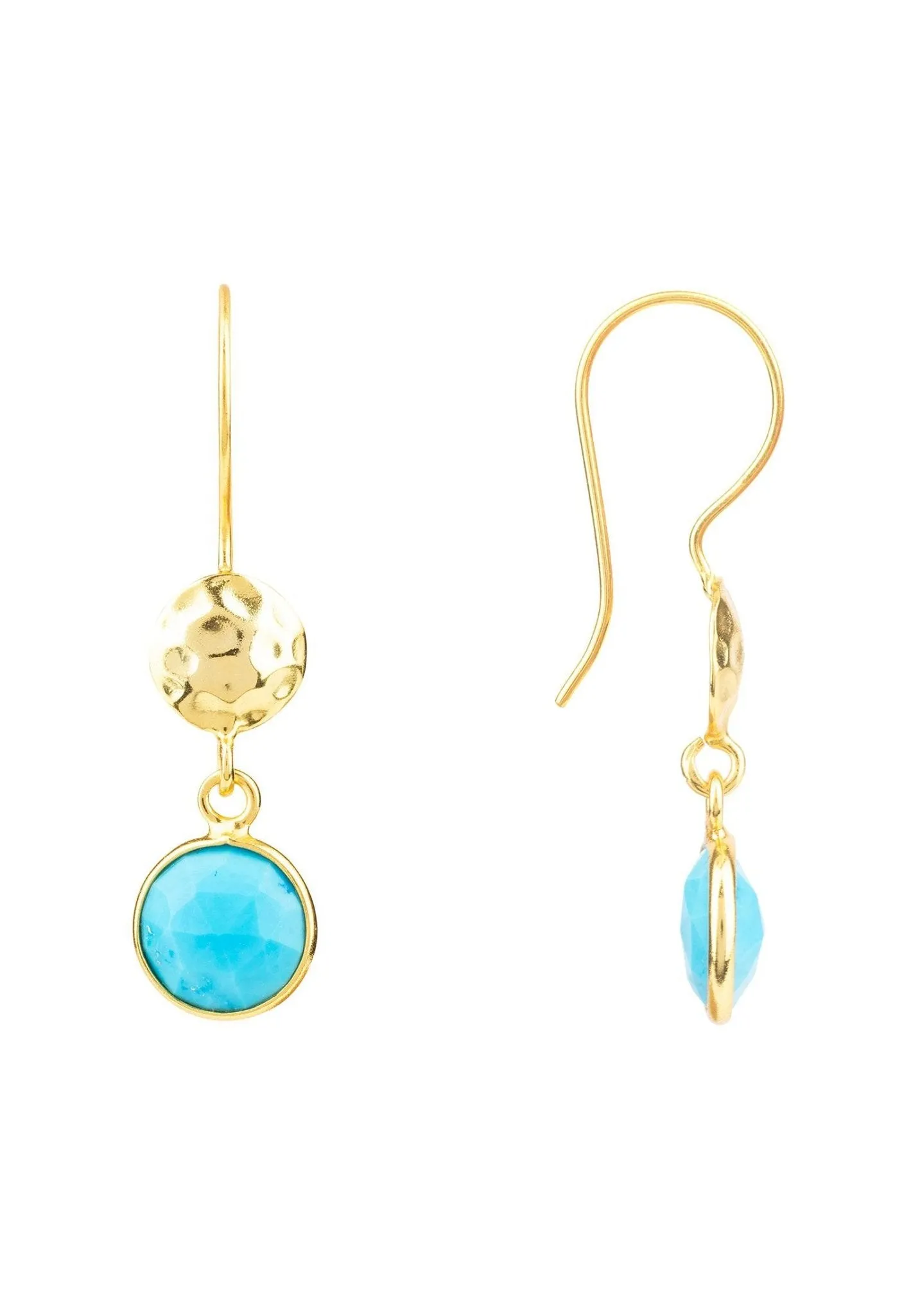 Circle & Hammer Earrings Gold Turquoise