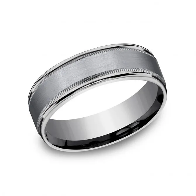 Comfort-Fit Tantalum Textured Wedding Band