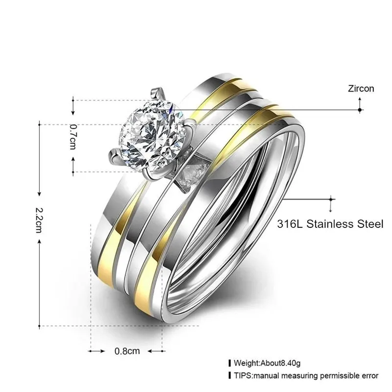 Crystal Wedding Couple Rings Ring