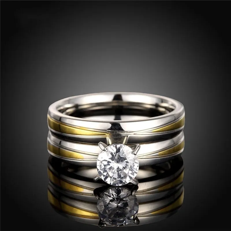 Crystal Wedding Couple Rings Ring