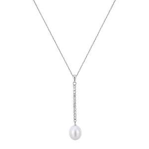 Cultured freshwater pearl drop necklace in sterling silver