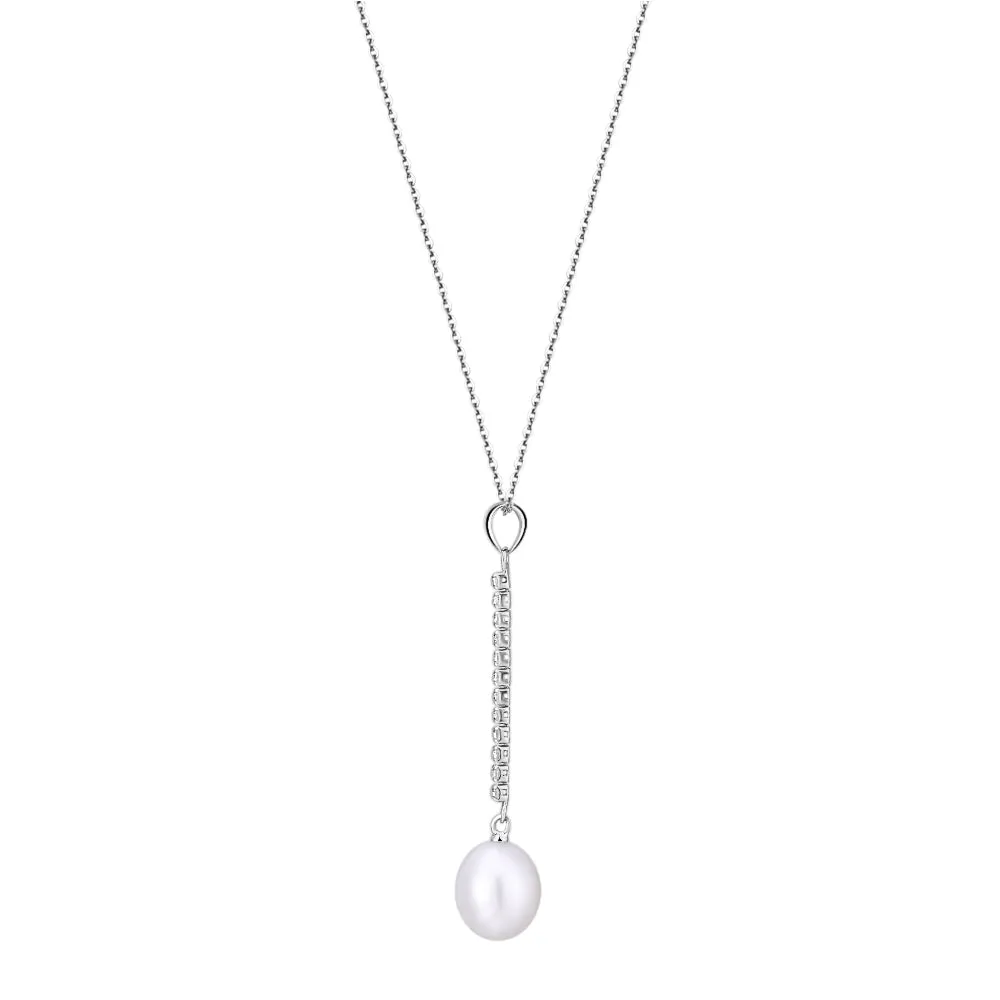 Cultured freshwater pearl drop necklace in sterling silver