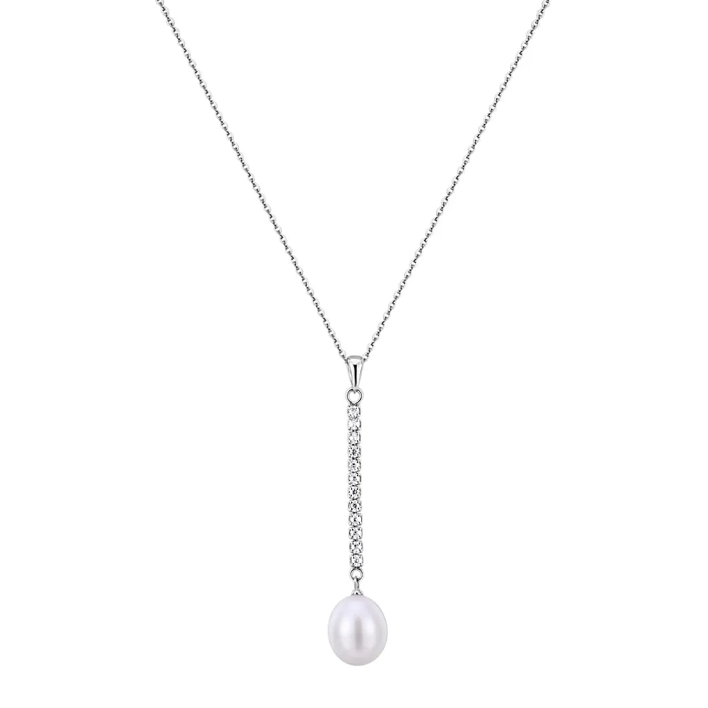 Cultured freshwater pearl drop necklace in sterling silver