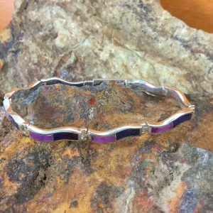 David Rosales Plum Crazy Inlaid Sterling Silver Wavy Link Bracelet