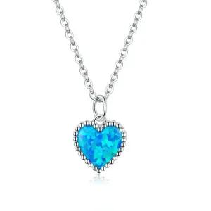 Deep Blue Heart Necklace for Women 925 Sterling Plated platinum Translucent opal Luxury Brand Jewelry