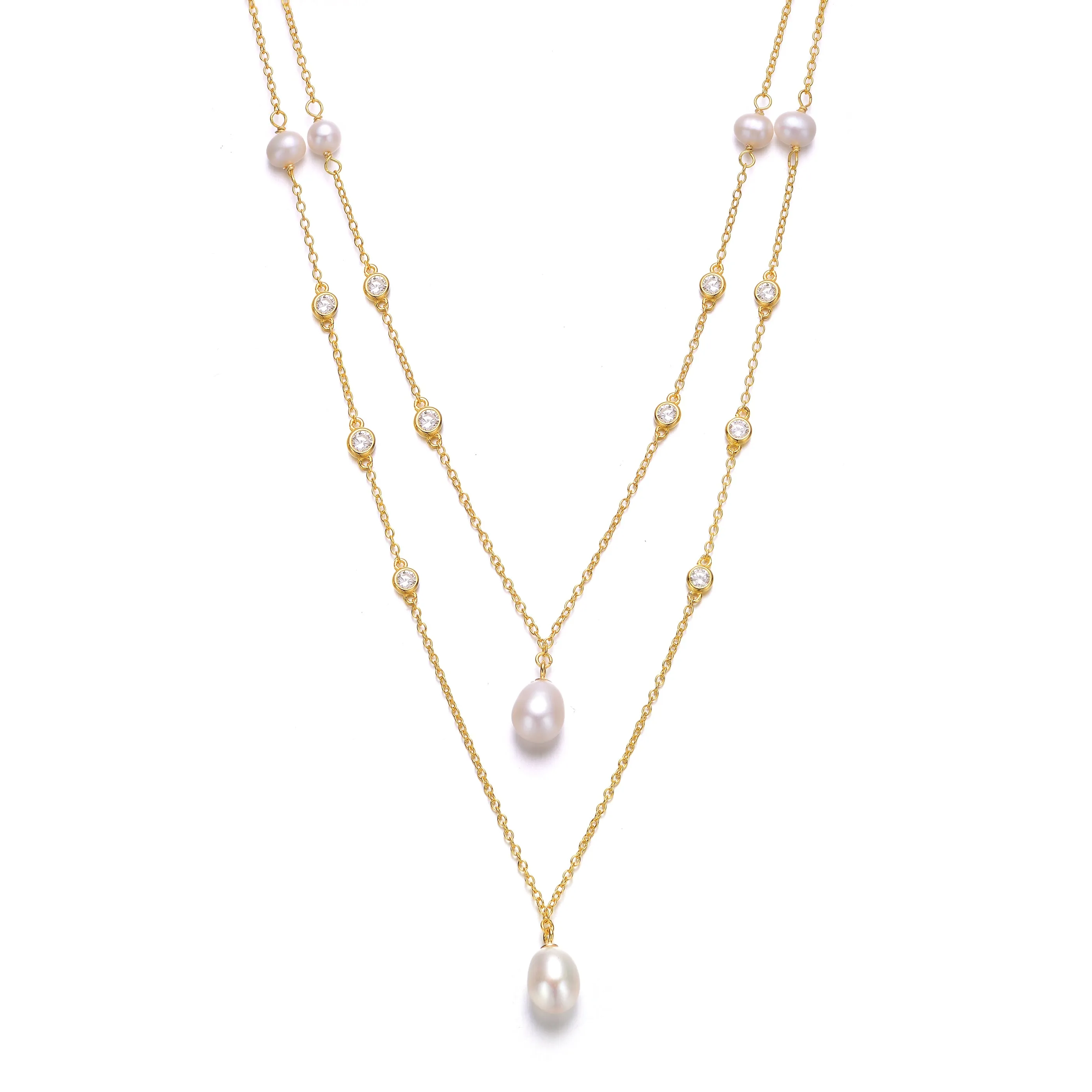 Delphine Golden Pearl Dainty Layered Double Limited Edition Necklace