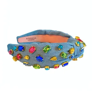 Denim Jeweled Headband