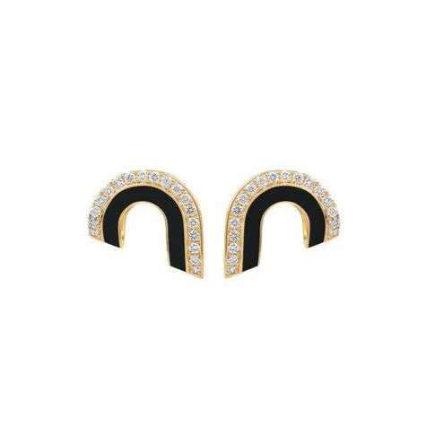 Dias Pave Diamond & Enamel Arc Earrings