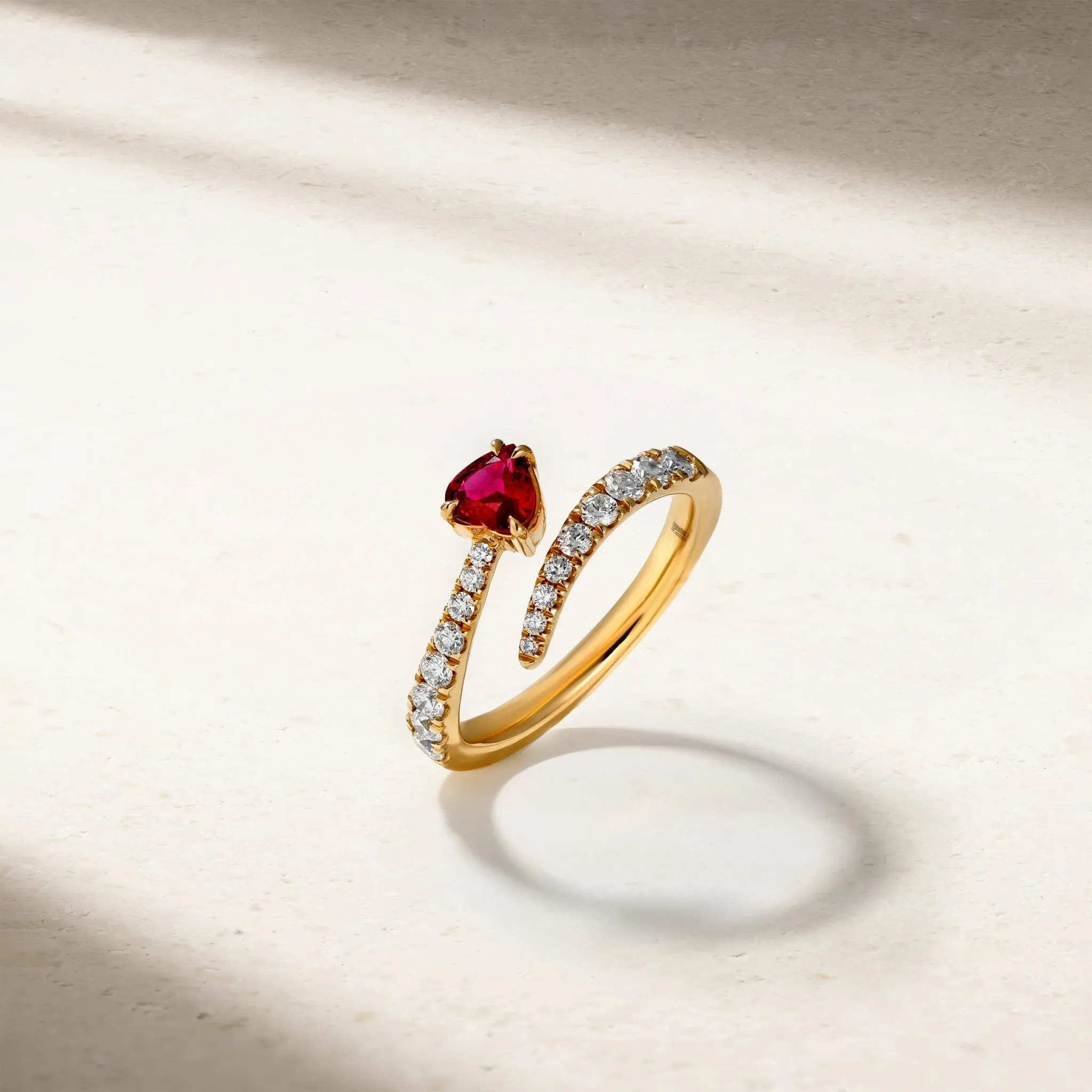 Dilara Ruby and Diamond Coil Ring