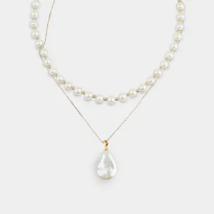 DOUBLE LOVE PEARL BEADED NECKLACE