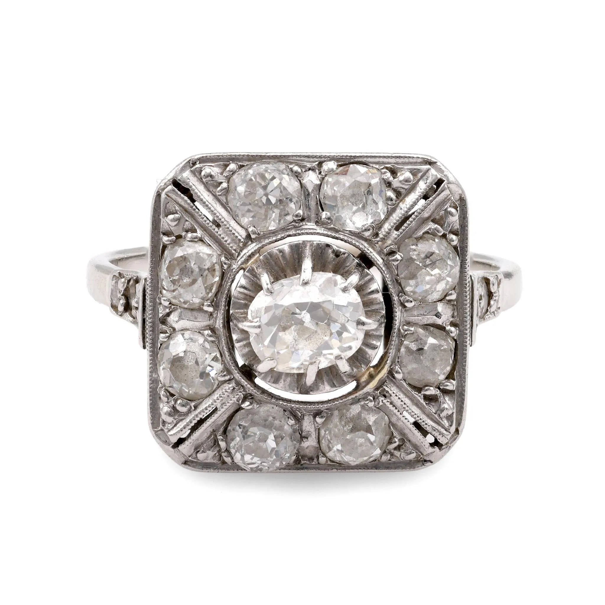 Edwardian Diamond Platinum Cluster Ring