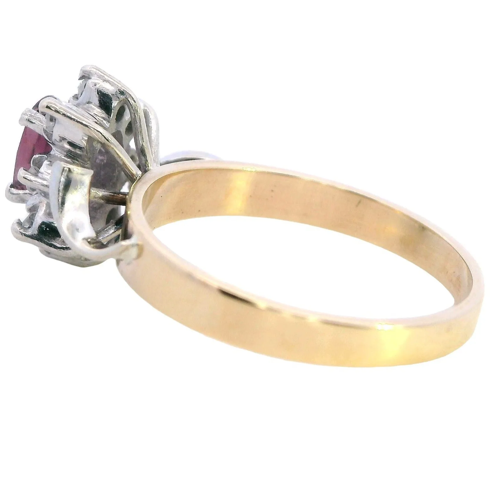 Elegant 9ct Yellow & White Gold Ruby & Diamond Cluster Ring - 9 Stones